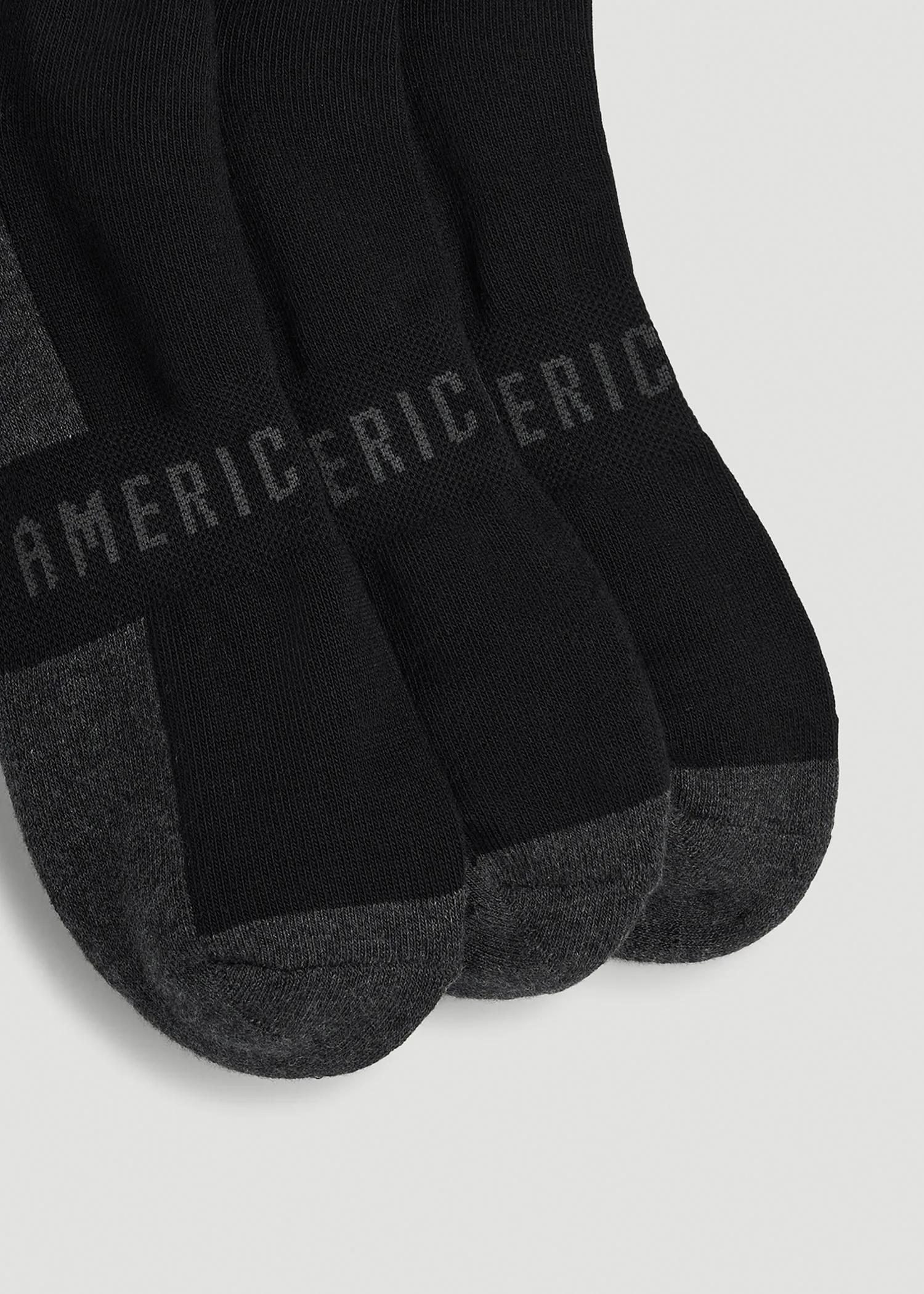 3-Pack Crew Socks for Tall Men in Black with Grey sold by American Tall product image thumbnail 3