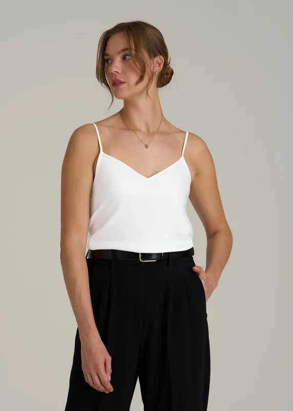 Satin Cami for Tall Women in White made by American Tall