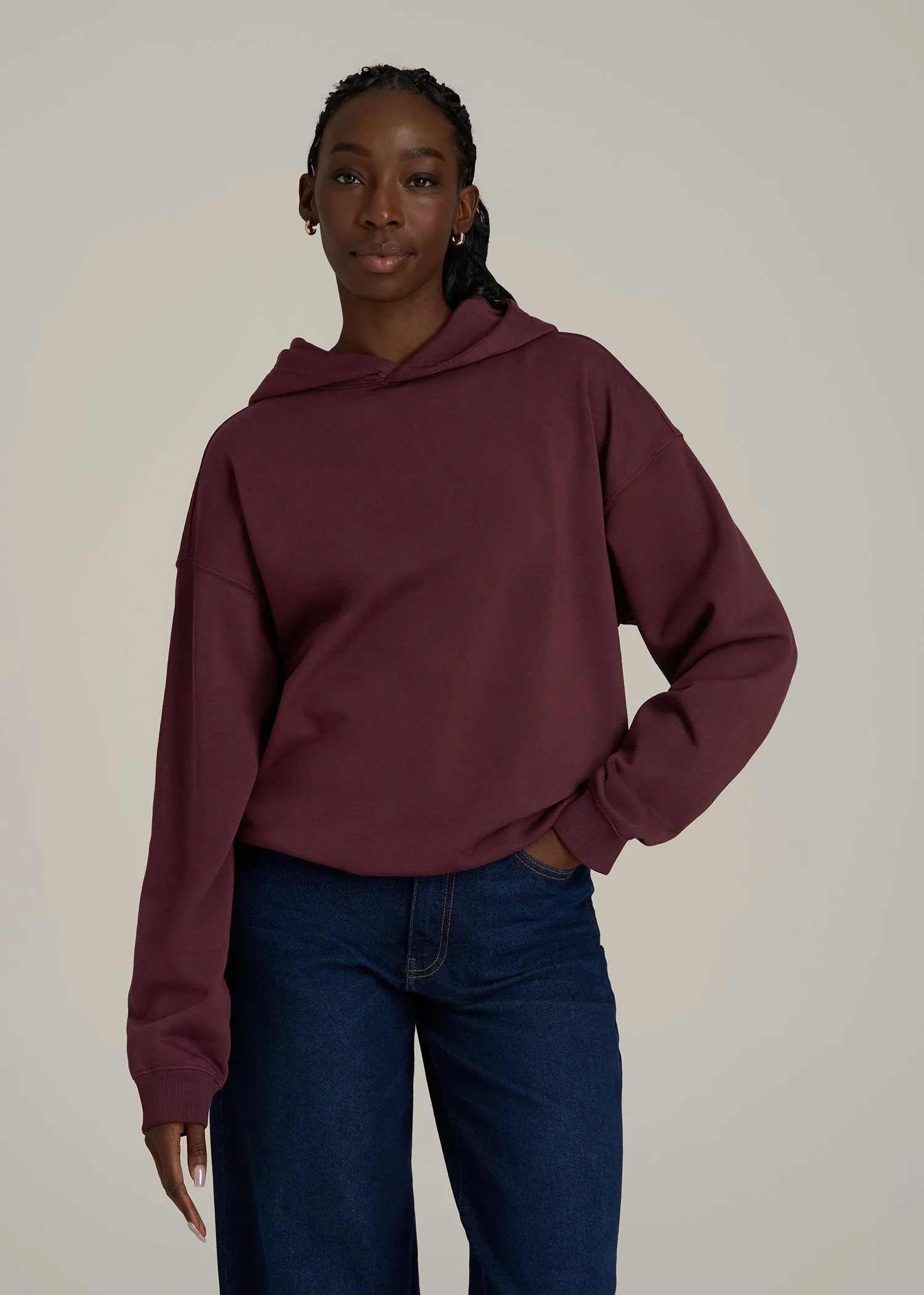 Garment Dyed Hoodie for Tall Women in Tawny Port sold by American Tall