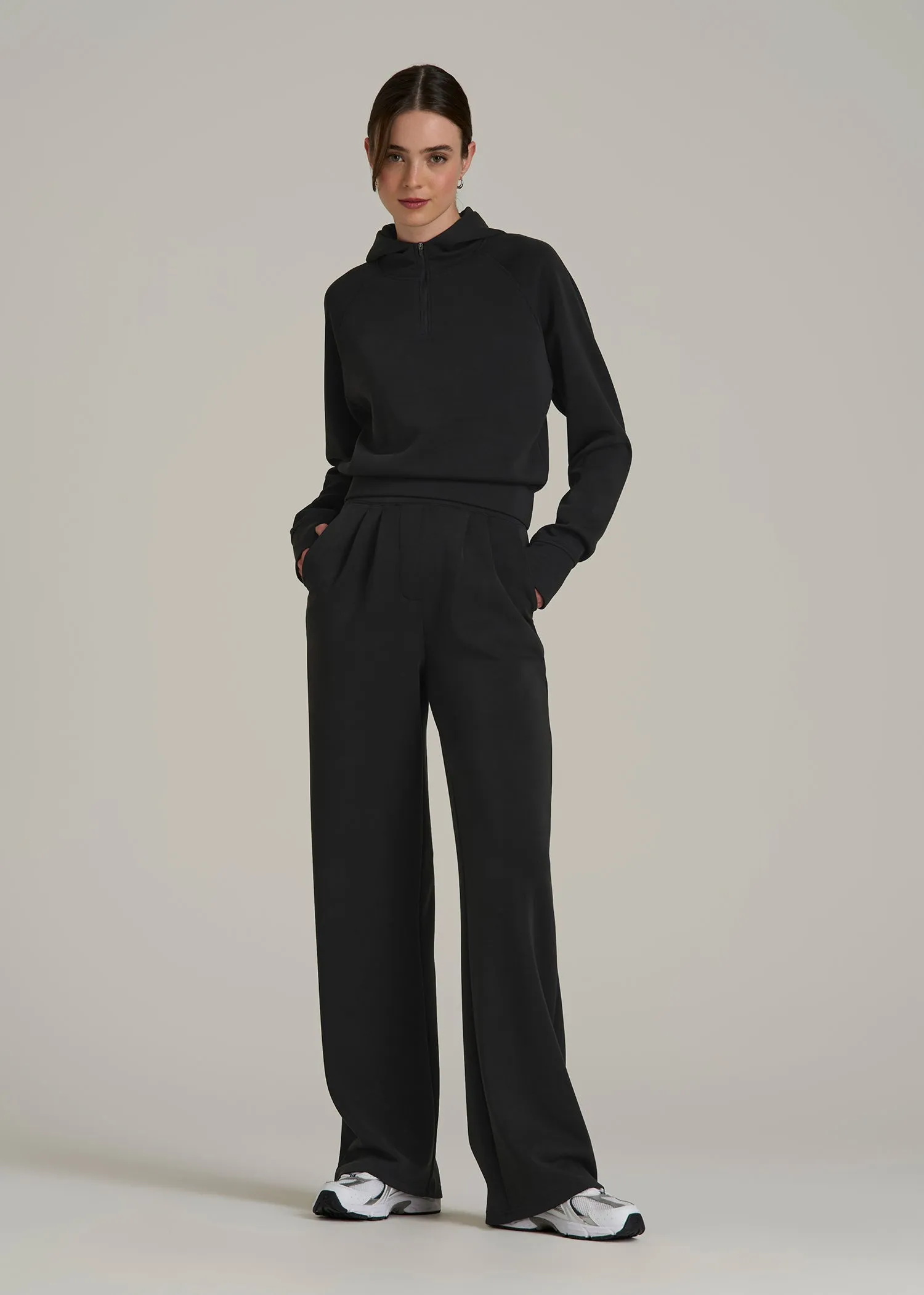 Soft Motion Cropped Zip Up Hoodie for Tall Women in Black sold by American Tall product image thumbnail 4