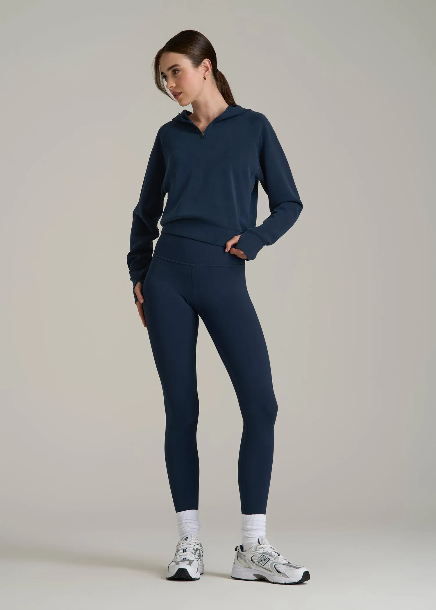 Soft Motion Cropped Zip Up Hoodie for Tall Women in Evening Blue sold by American Tall product image thumbnail 4