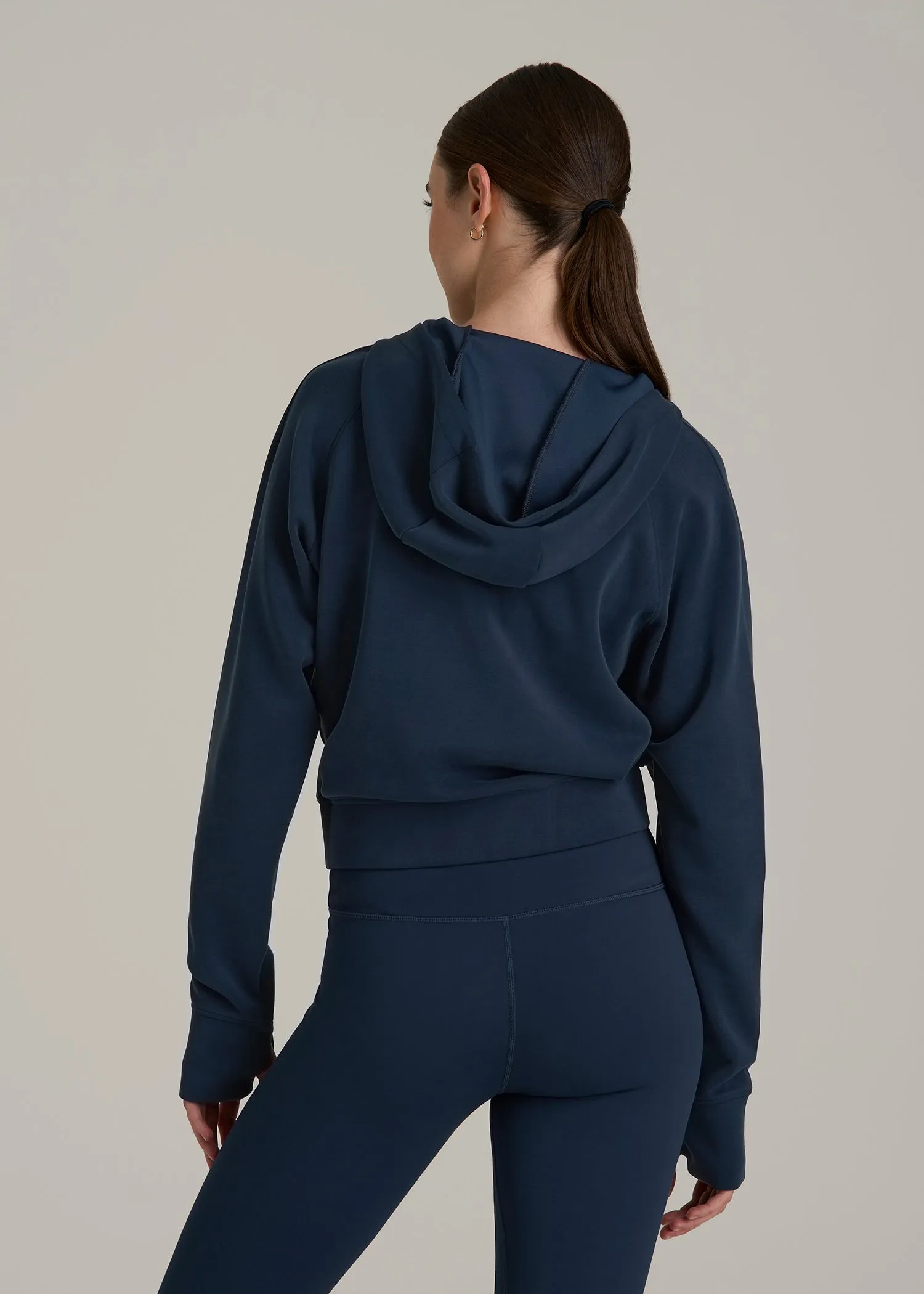 Soft Motion Cropped Zip Up Hoodie for Tall Women in Evening Blue sold by American Tall product image thumbnail 5