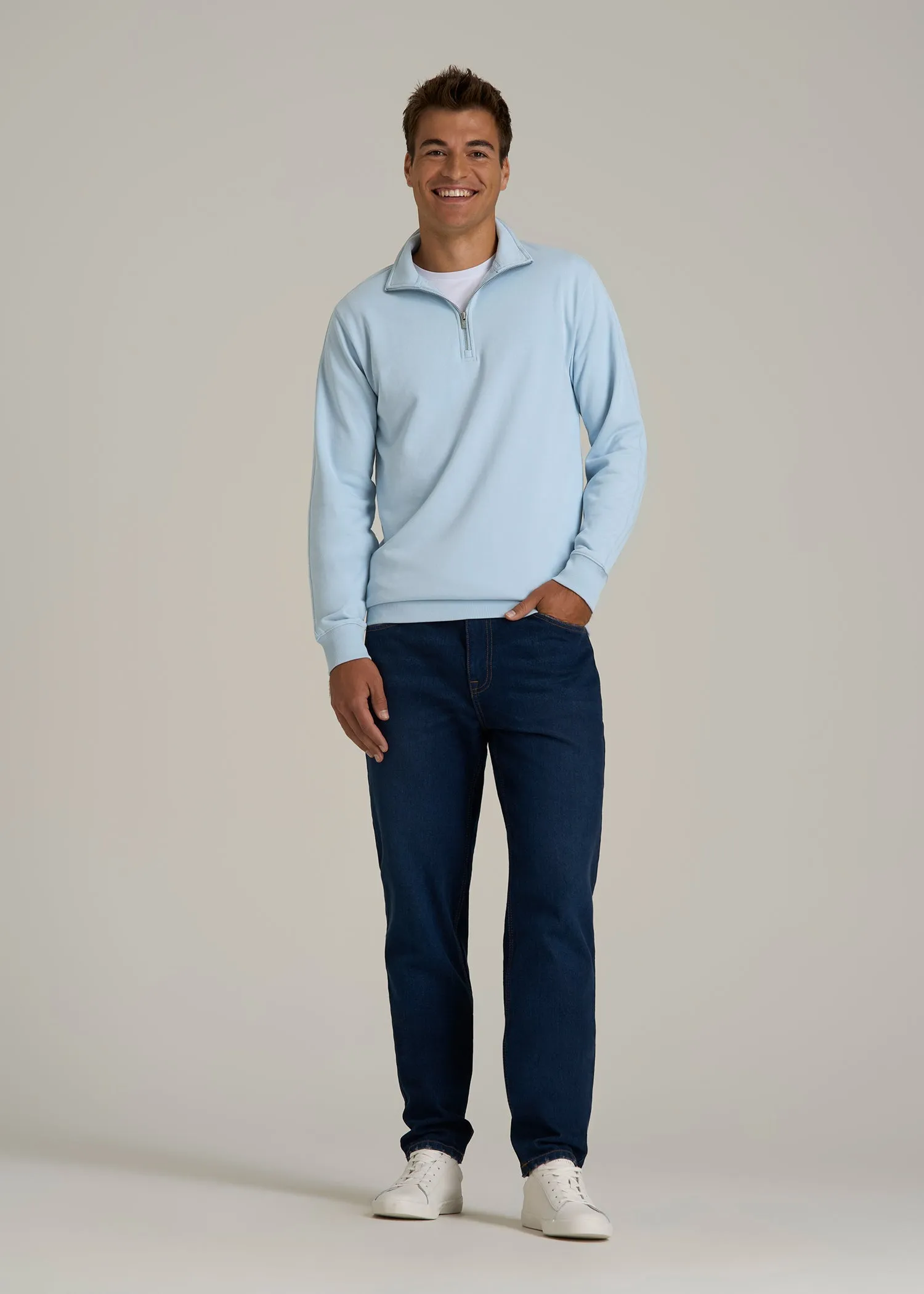 Wearever 2.0 French Terry Quarter-Zip Tall Men's Sweatshirt in Ice Blue sold by American Tall product image thumbnail 4