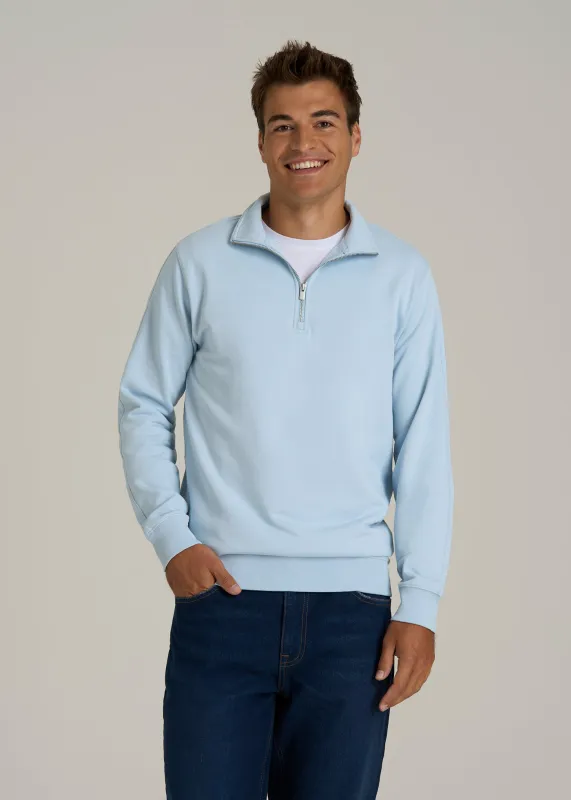 Wearever 2.0 French Terry Quarter-Zip Tall Men's Sweatshirt in Ice Blue sold by American Tall
