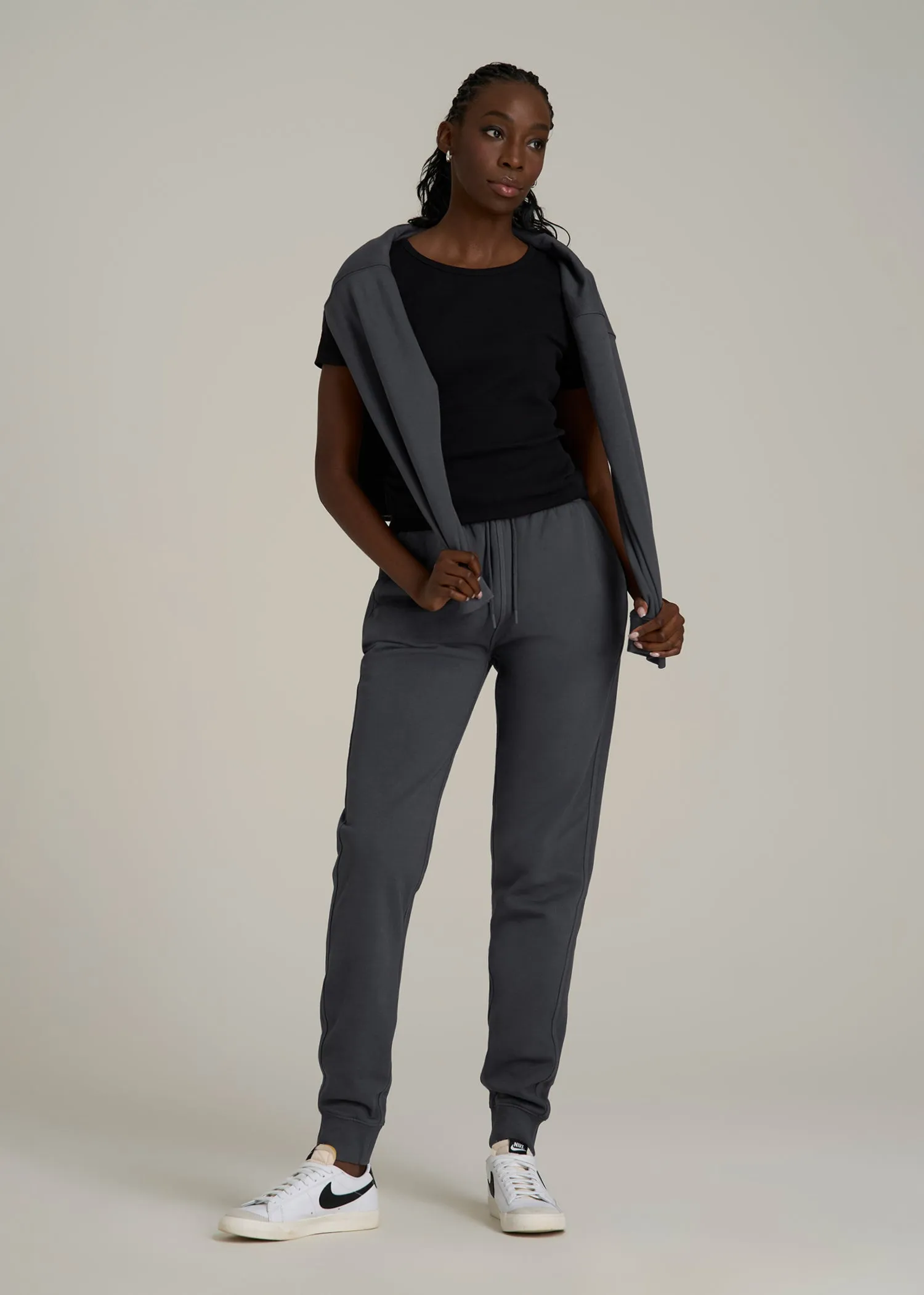 Garment Dyed Joggers for Tall Women in Washed Charcoal Rinse sold by American Tall product image thumbnail 4