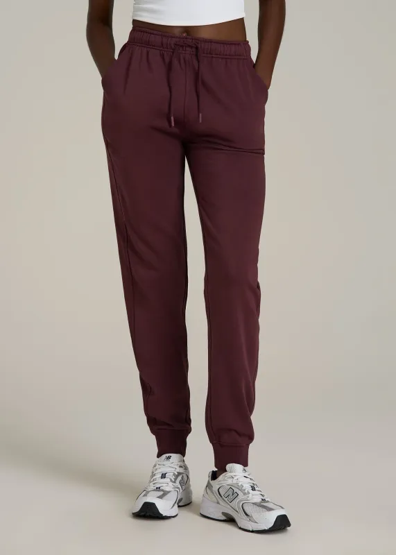 Garment Dyed Joggers for Tall Women in Washed Tawny Port sold by American Tall