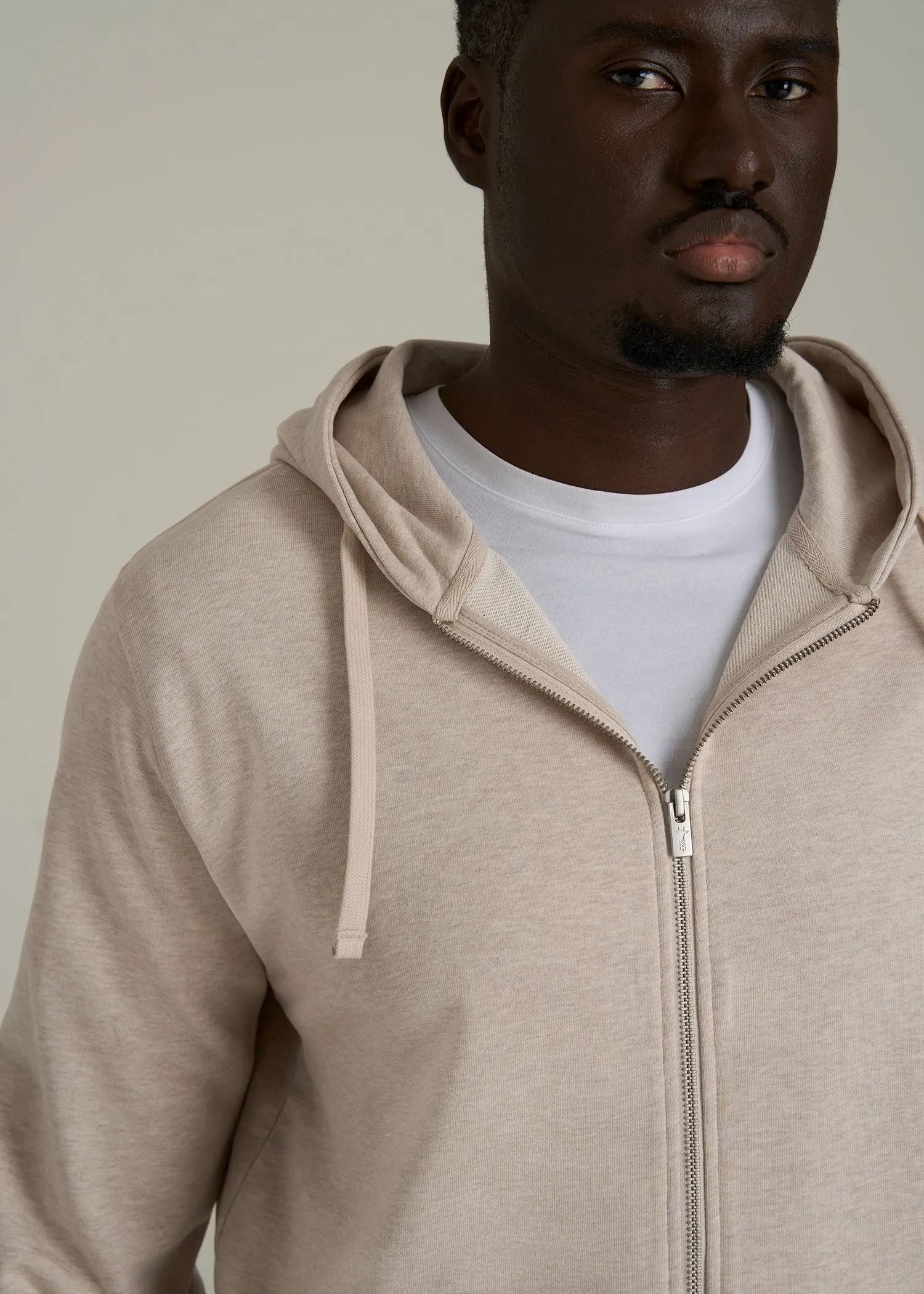 Wearever French Terry Full Zip Hoodie 2.0 in Oatmeal Mix sold by American Tall product image thumbnail 2
