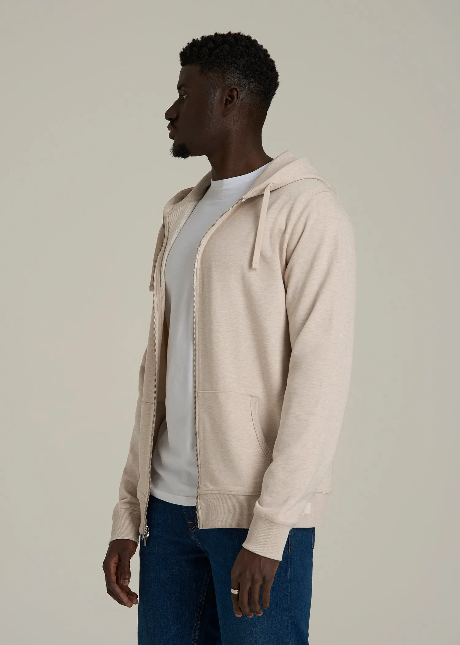Wearever French Terry Full Zip Hoodie 2.0 in Oatmeal Mix sold by American Tall product image thumbnail 3