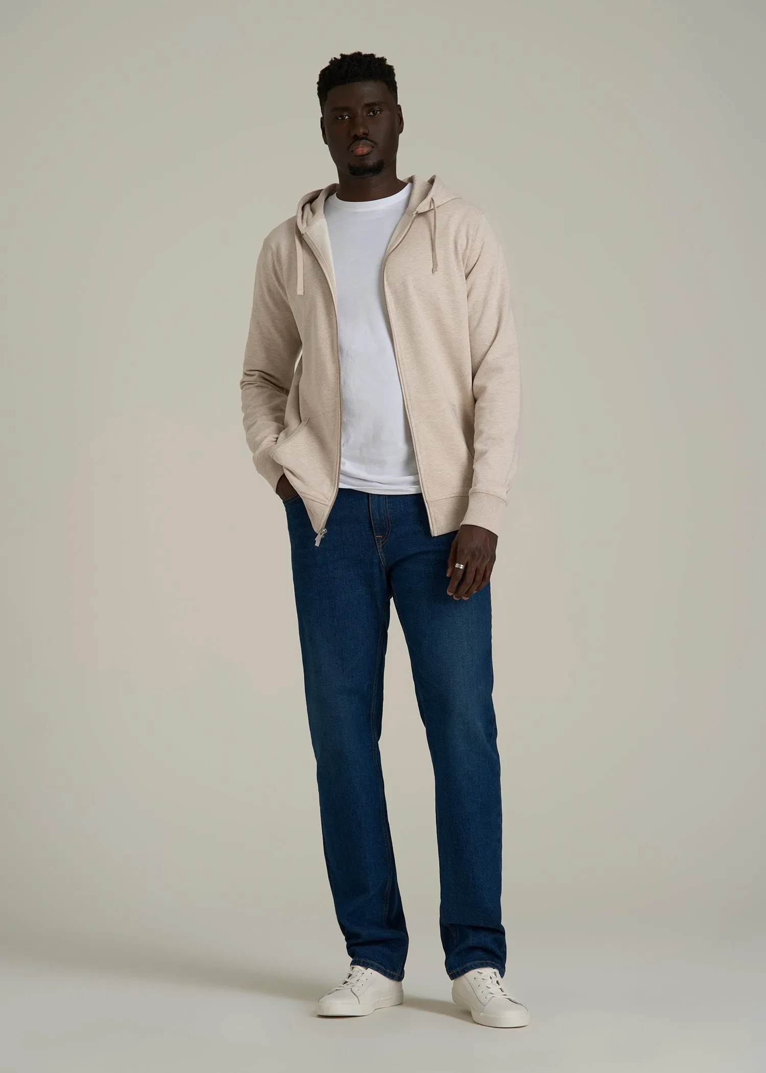 Wearever French Terry Full Zip Hoodie 2.0 in Oatmeal Mix sold by American Tall product image thumbnail 4