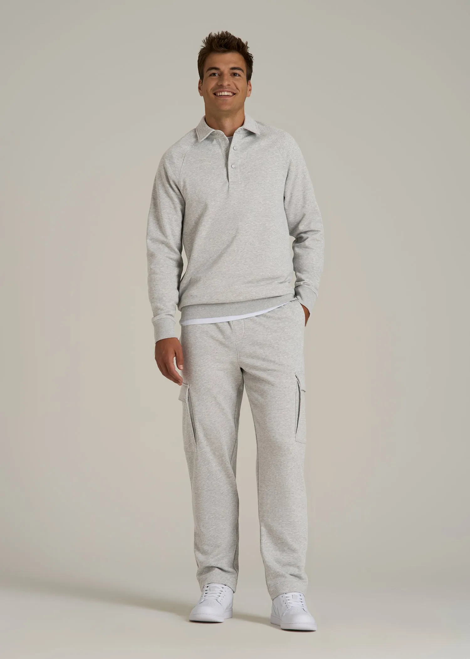 Wearever Fleece Collared Sweatshirt for Tall Men in Grey Mix sold by American Tall product image thumbnail 4