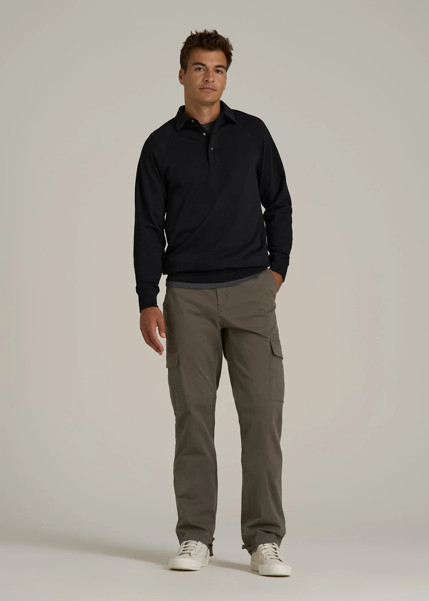 Wearever Fleece Collared Sweatshirt for Tall Men in Black sold by American Tall product image thumbnail 4