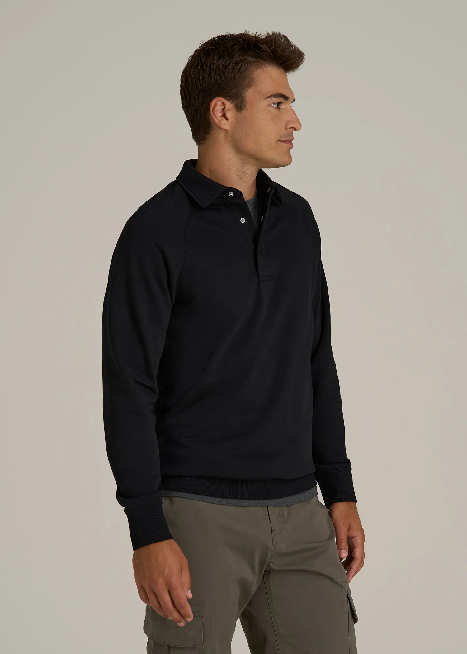 Wearever Fleece Collared Sweatshirt for Tall Men in Black sold by American Tall product image thumbnail 3