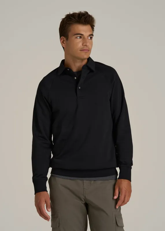 Wearever Fleece Collared Sweatshirt for Tall Men in Black sold by American Tall