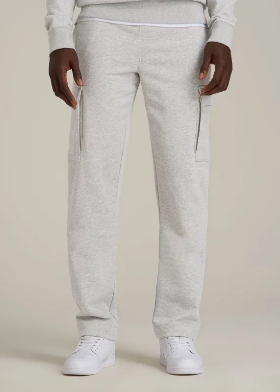 Wearever Fleece Straight Leg Cargo Sweatpant for Tall Men in Grey Mix sold by American Tall
