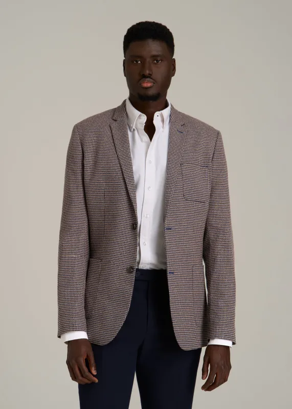 Core Blazer for Tall Men in Brown and Blue Mini Houndstooth sold by American Tall