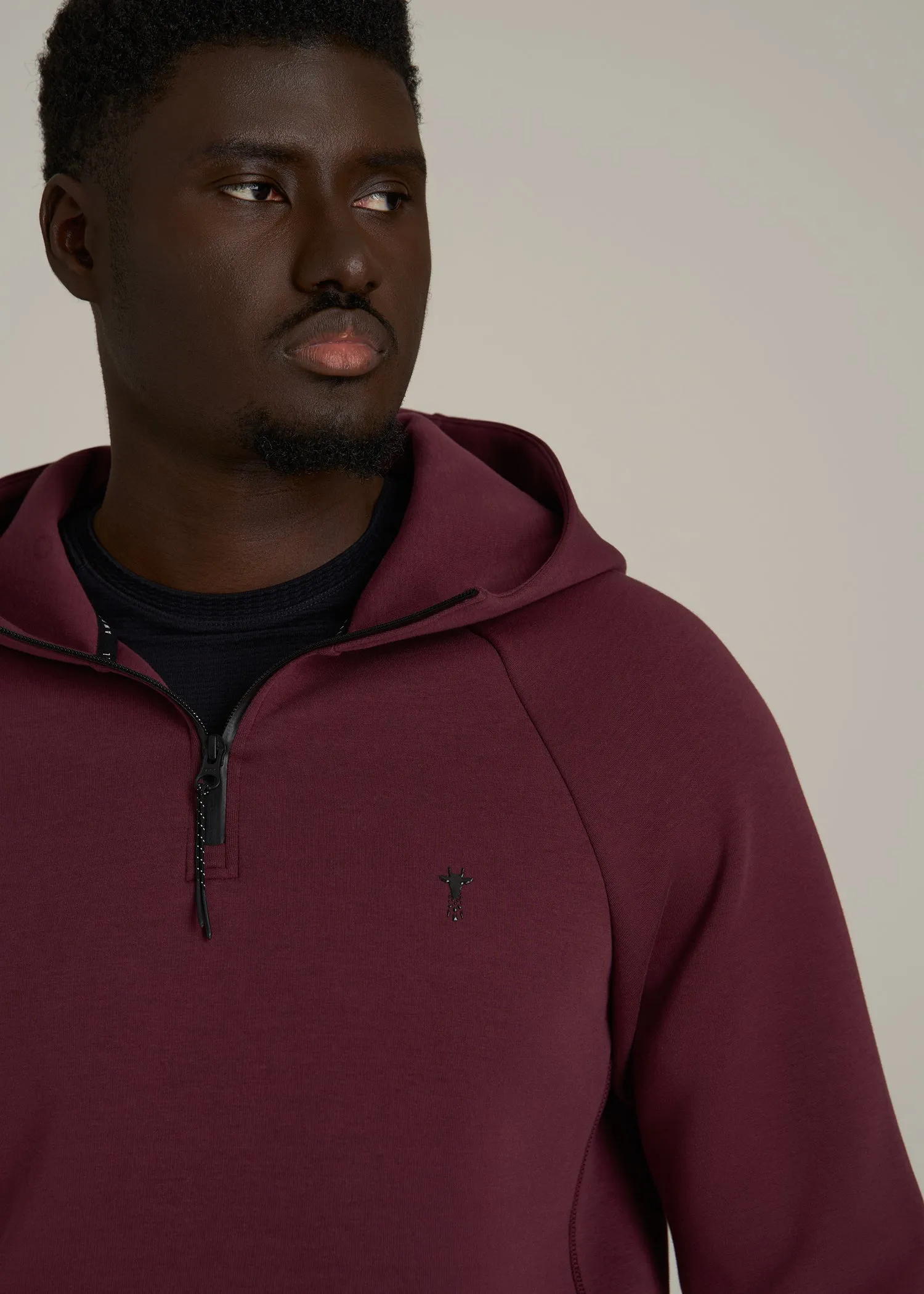 Tech Motion Fleece Hooded Popover for Tall Men in Tawny Port sold by American Tall product image thumbnail 2