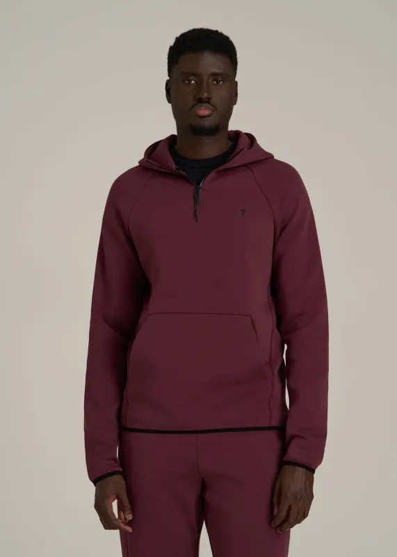 Tech Motion Fleece Hooded Popover for Tall Men in Tawny Port sold by American Tall