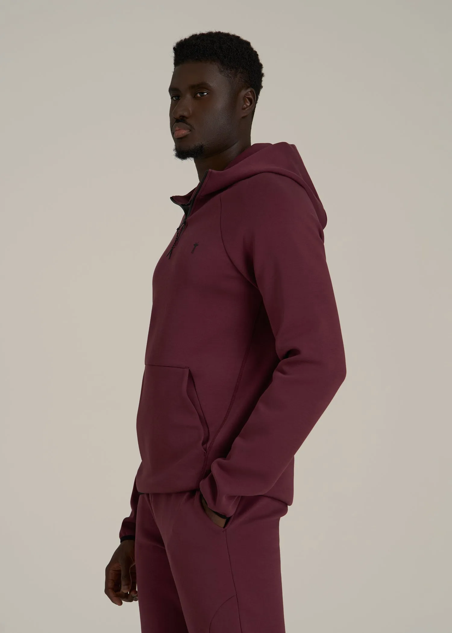 Tech Motion Fleece Hooded Popover for Tall Men in Tawny Port sold by American Tall product image thumbnail 3