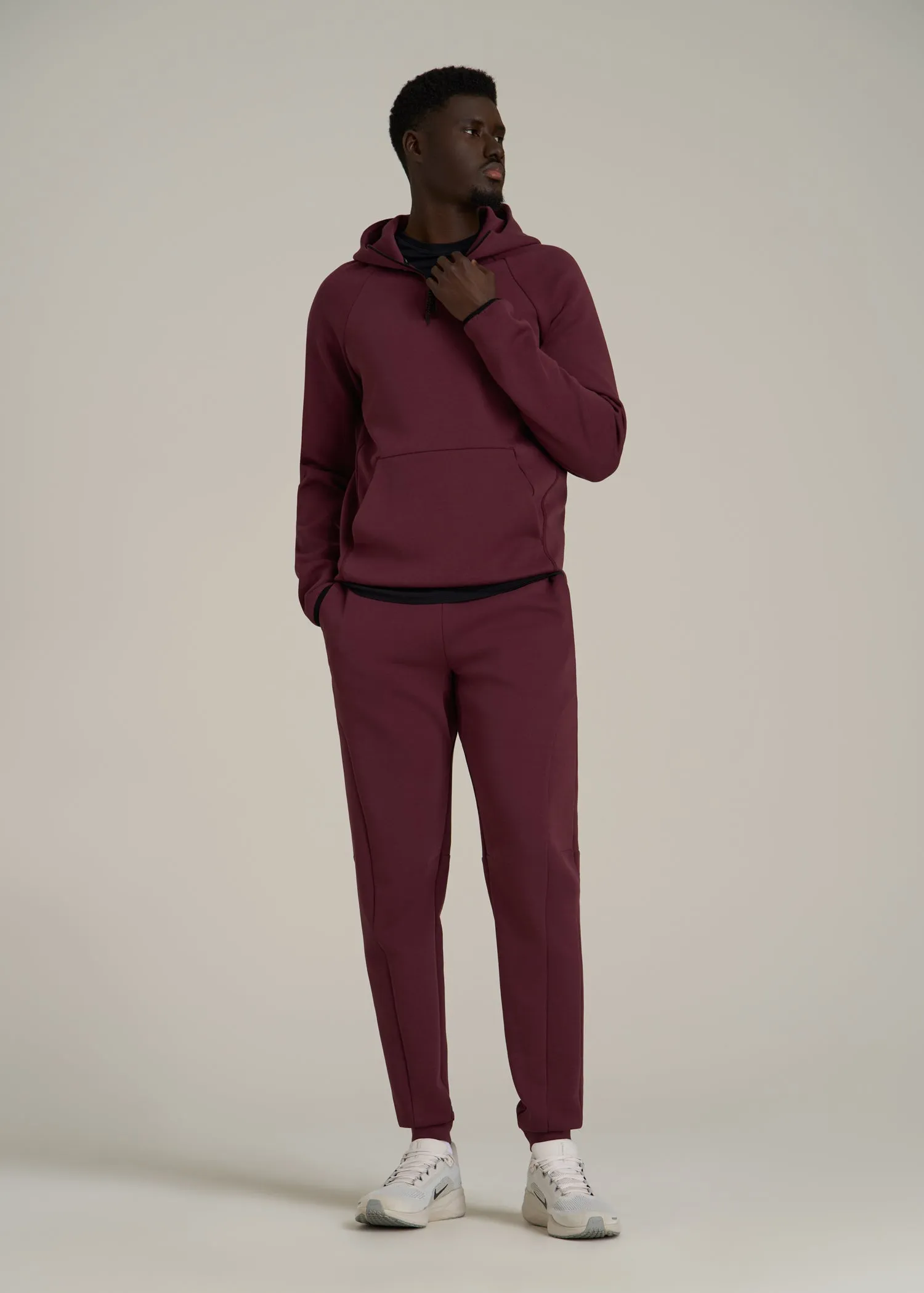 Tech Motion Fleece Hooded Popover for Tall Men in Tawny Port sold by American Tall product image thumbnail 4
