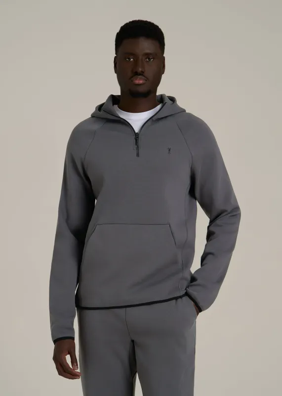 Tech Motion Fleece Hooded Popover for Tall Men in Iron Grey sold by American Tall