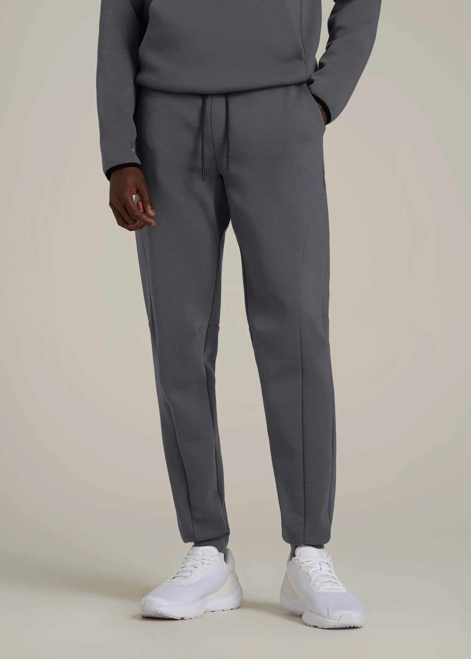 Tech Motion Fleece Joggers for Tall Men in Iron Grey sold by American Tall