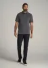 Cotton Stretch Print Polo Shirt for Tall Men in Charcoal Pindot sold by American Tall