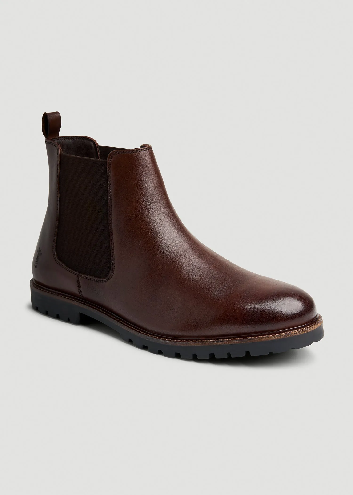 Lug Sole Chelsea Boots for Tall Men in Dark Brown sold by American Tall