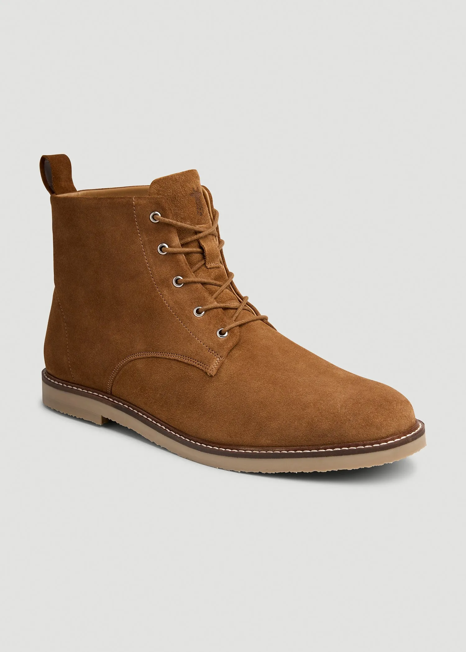 Suede Crepe Sole Boots for Tall Men in Tan sold by American Tall