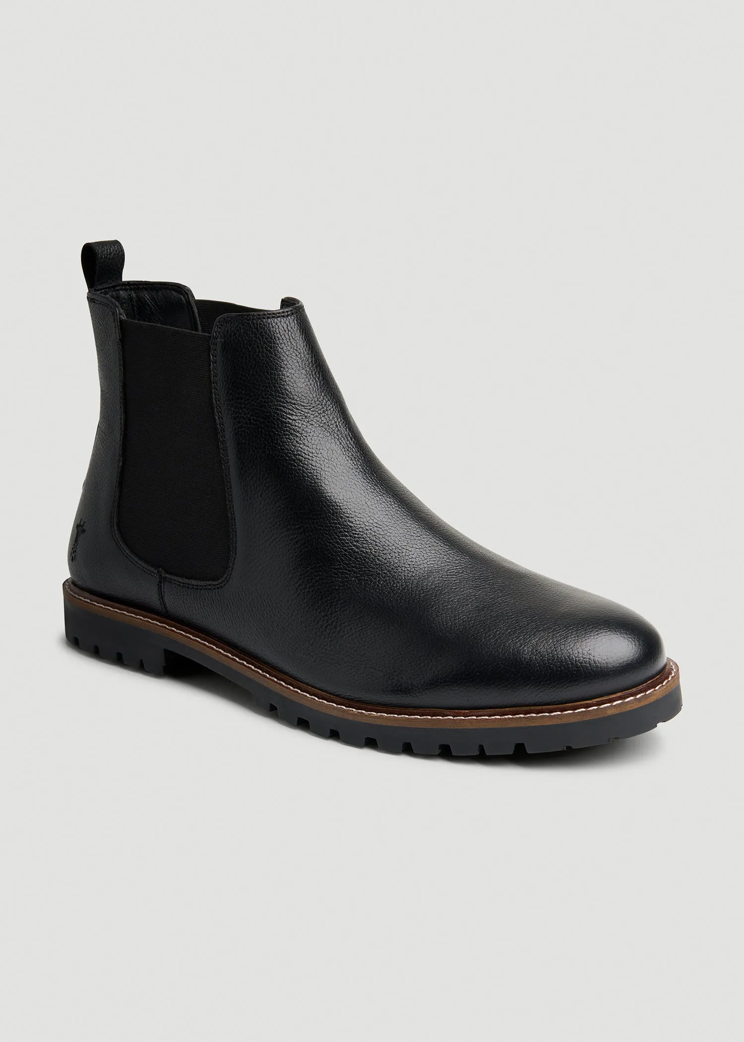 Lug Sole Chelsea Boots for Tall Men in Black sold by American Tall