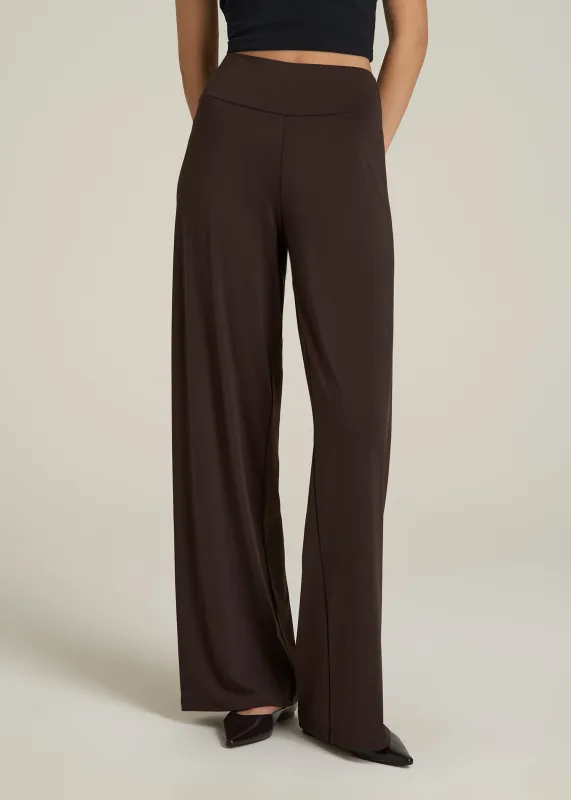 Pull On Breezy Wide Leg Pants for Tall Women in Espresso sold by American Tall
