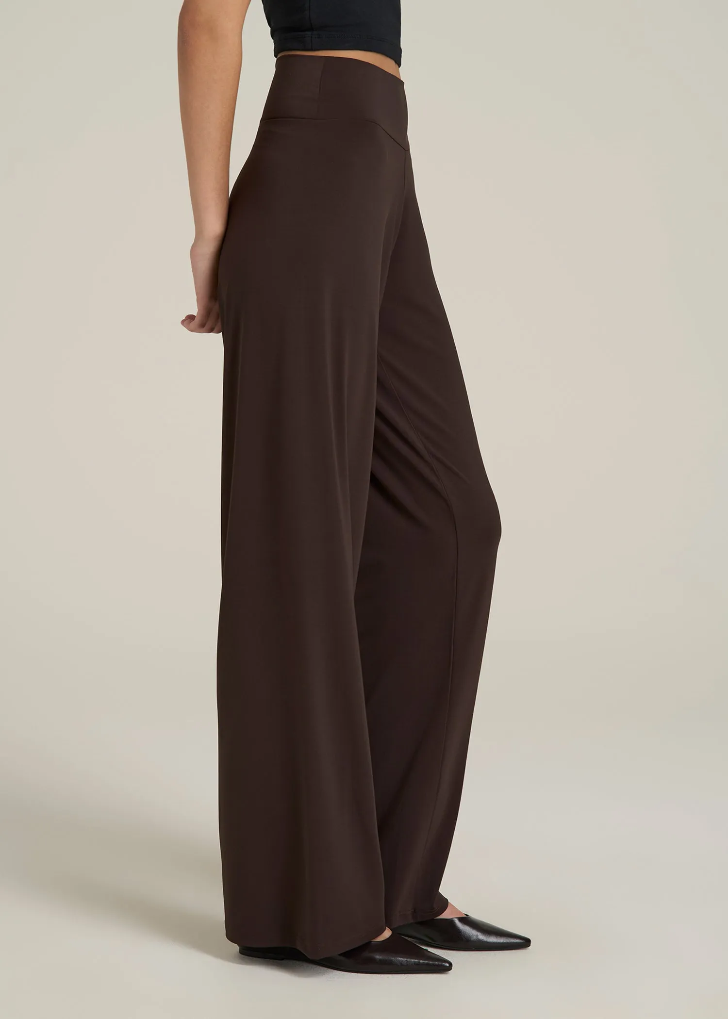 Pull On Breezy Wide Leg Pants for Tall Women in Espresso sold by American Tall product image thumbnail 3