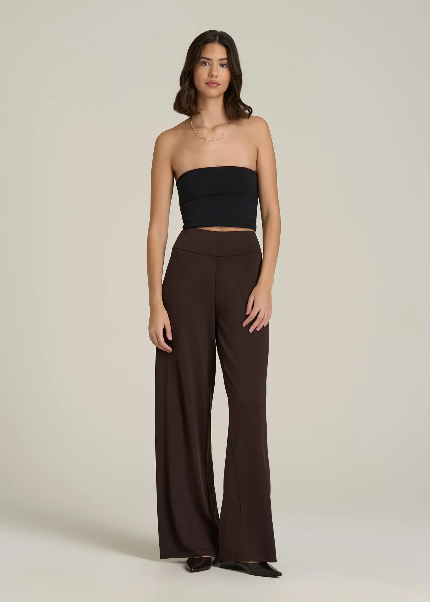 Pull On Breezy Wide Leg Pants for Tall Women in Espresso sold by American Tall product image thumbnail 4