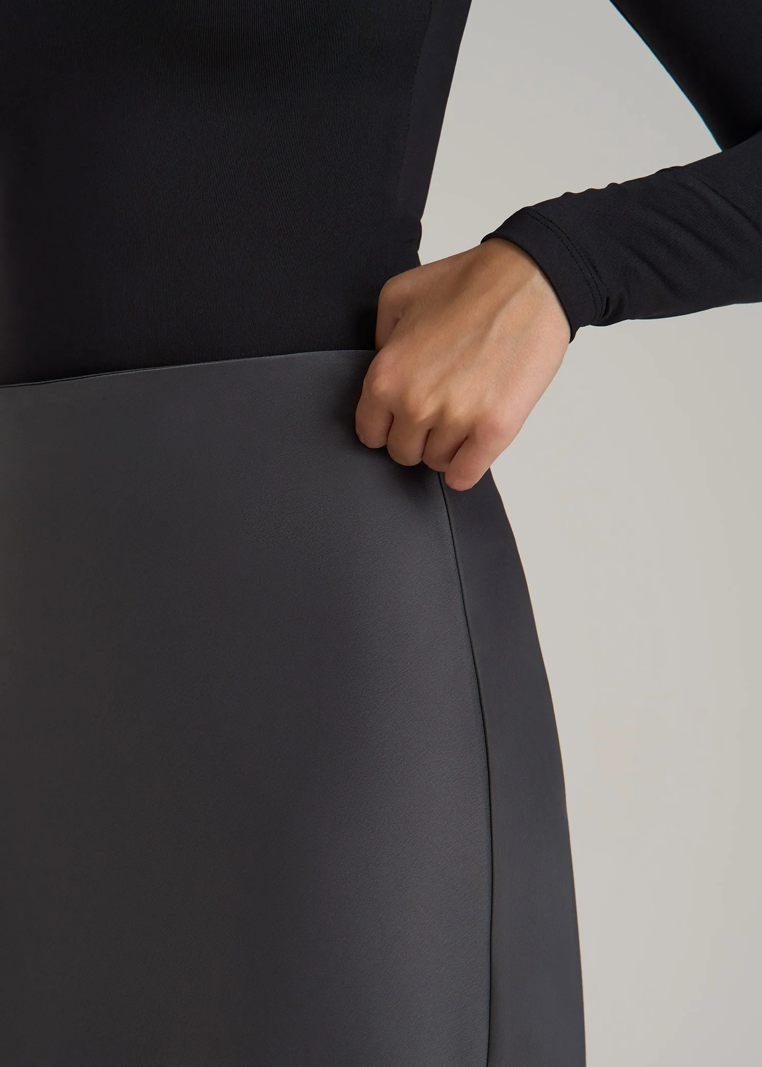 Pull-On Satin Midi Skirt for Tall Women in Charcoal sold by American Tall product image thumbnail 2