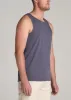 The Essentials: Men's Tall SLIM-FIT Beach Tank Top in Grey Blue sold by American Tall
