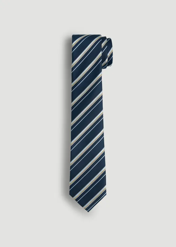 Dress Ties for Tall Men in Navy Blue Stripe sold by American Tall