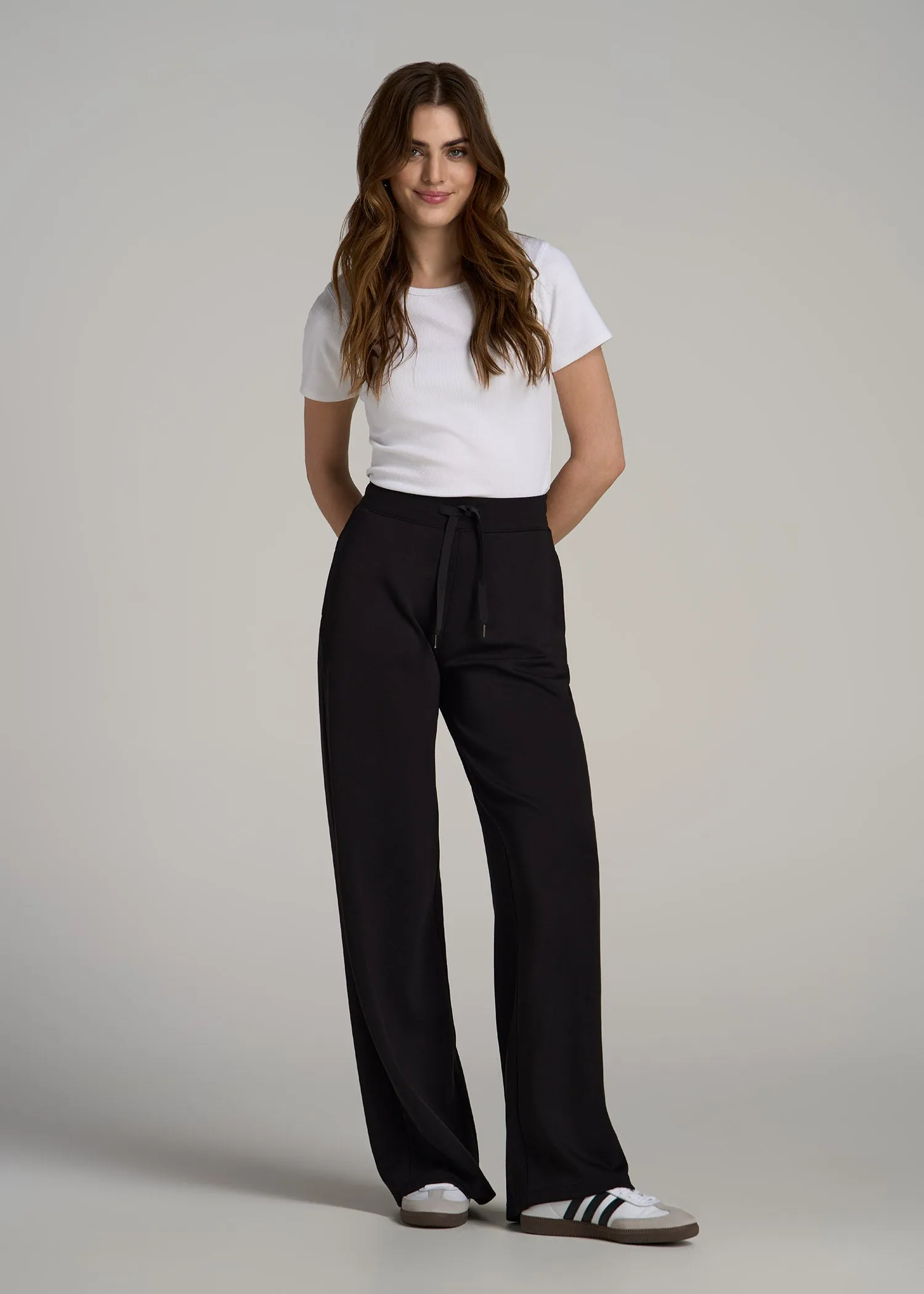 Pull-On Tie Waist Wide Leg Pants for Tall Women in Black sold by American Tall product image thumbnail 4
