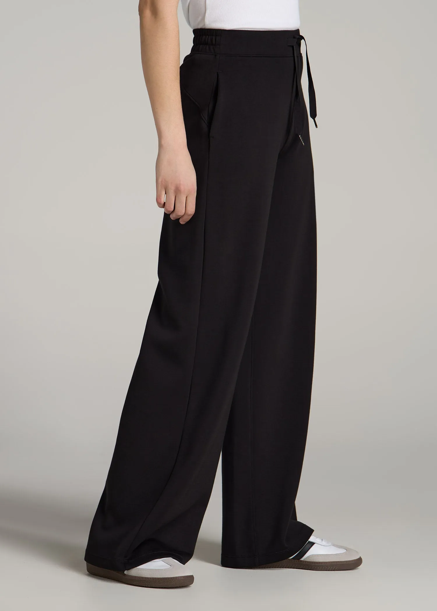 Pull-On Tie Waist Wide Leg Pants for Tall Women in Black sold by American Tall product image thumbnail 3