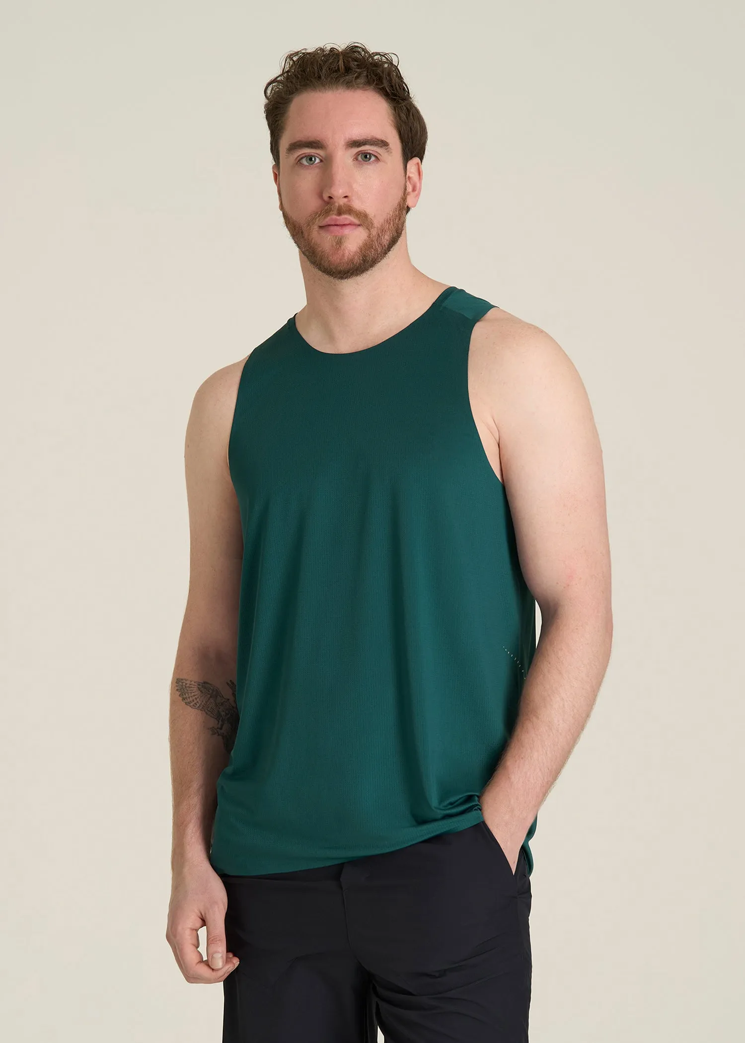 Perforated Training Singlet for Tall Men in Deep Teal sold by American Tall