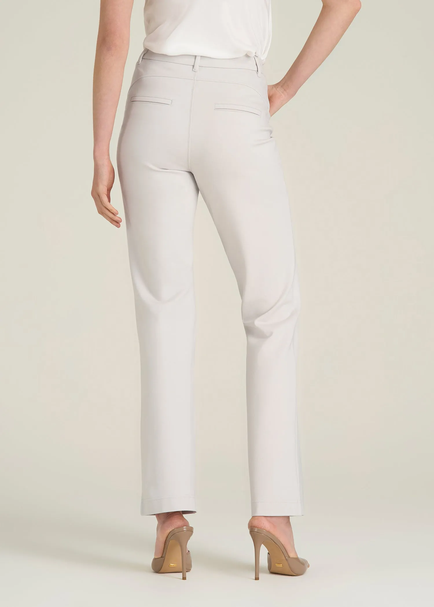 Soft Flex Ponte Straight Leg Pants for Tall Women in White Sand sold by American Tall product image thumbnail 5