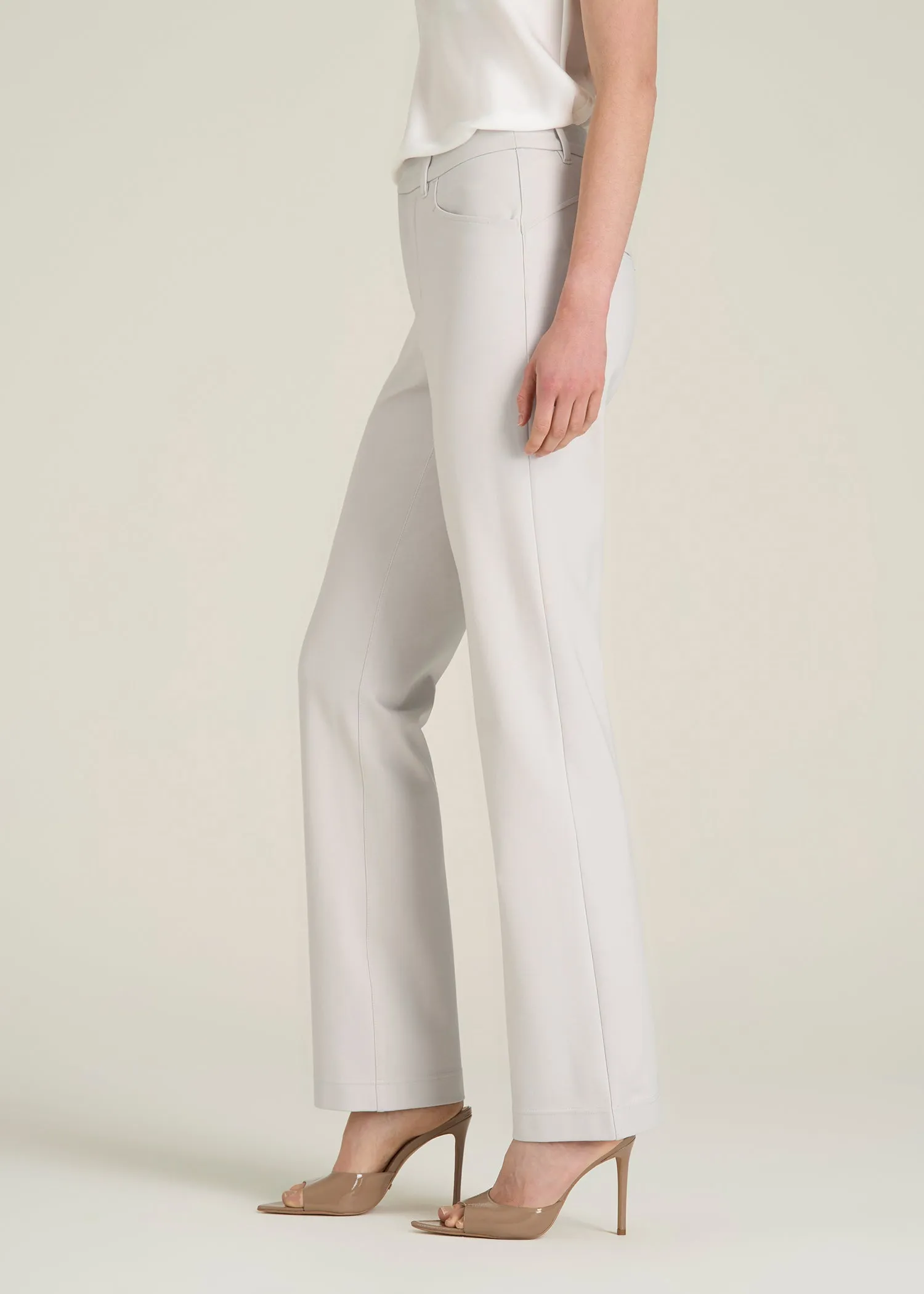 Soft Flex Ponte Straight Leg Pants for Tall Women in White Sand sold by American Tall product image thumbnail 3