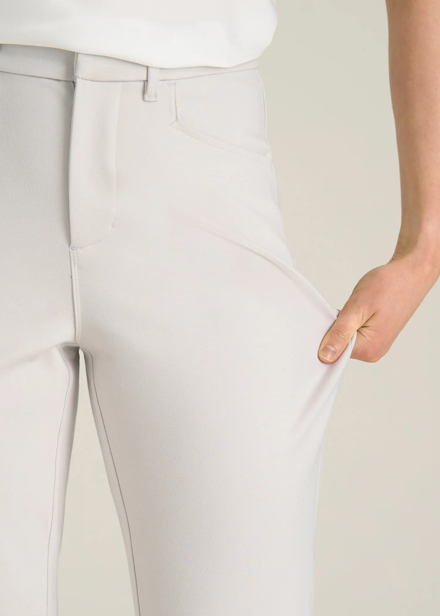 Soft Flex Ponte Straight Leg Pants for Tall Women in White Sand sold by American Tall product image thumbnail 2