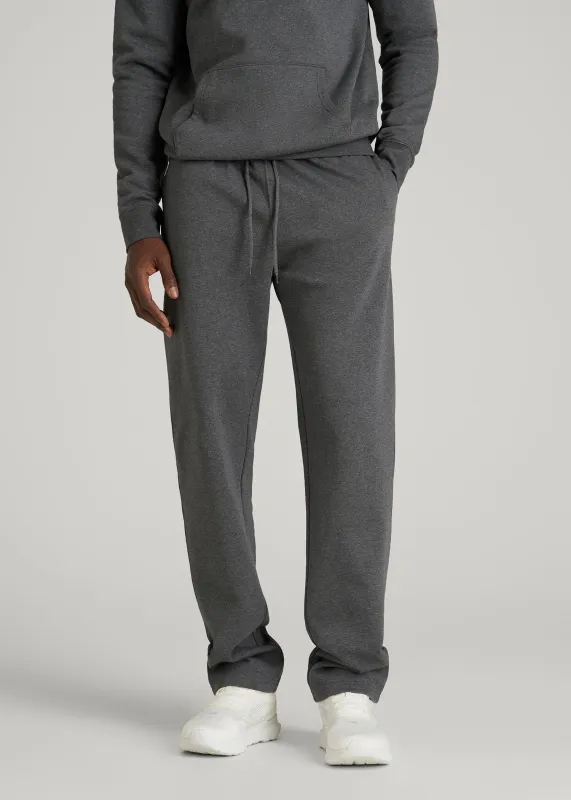 Core Motion Fleece Straight Leg Sweatpants for Tall Men in Charcoal Mix made by American Tall