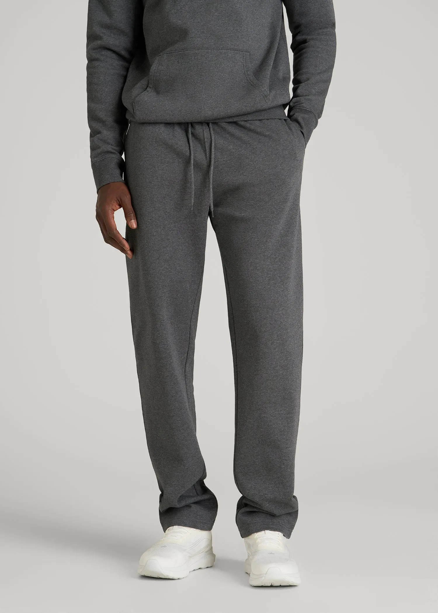Core Motion Fleece Straight Leg Sweatpants for Tall Men in Charcoal Mix sold by American Tall