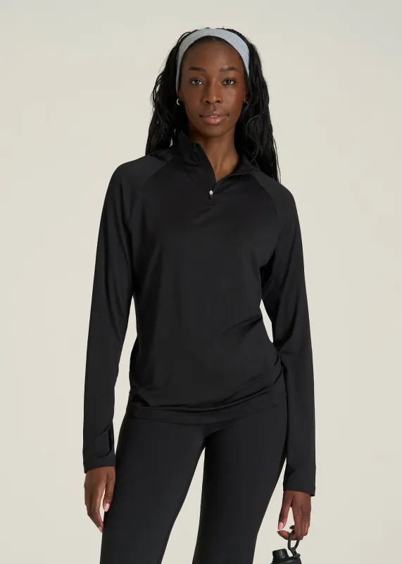 Long Sleeve Quarter-Zip Pullover for Tall Women in Black made by American Tall
