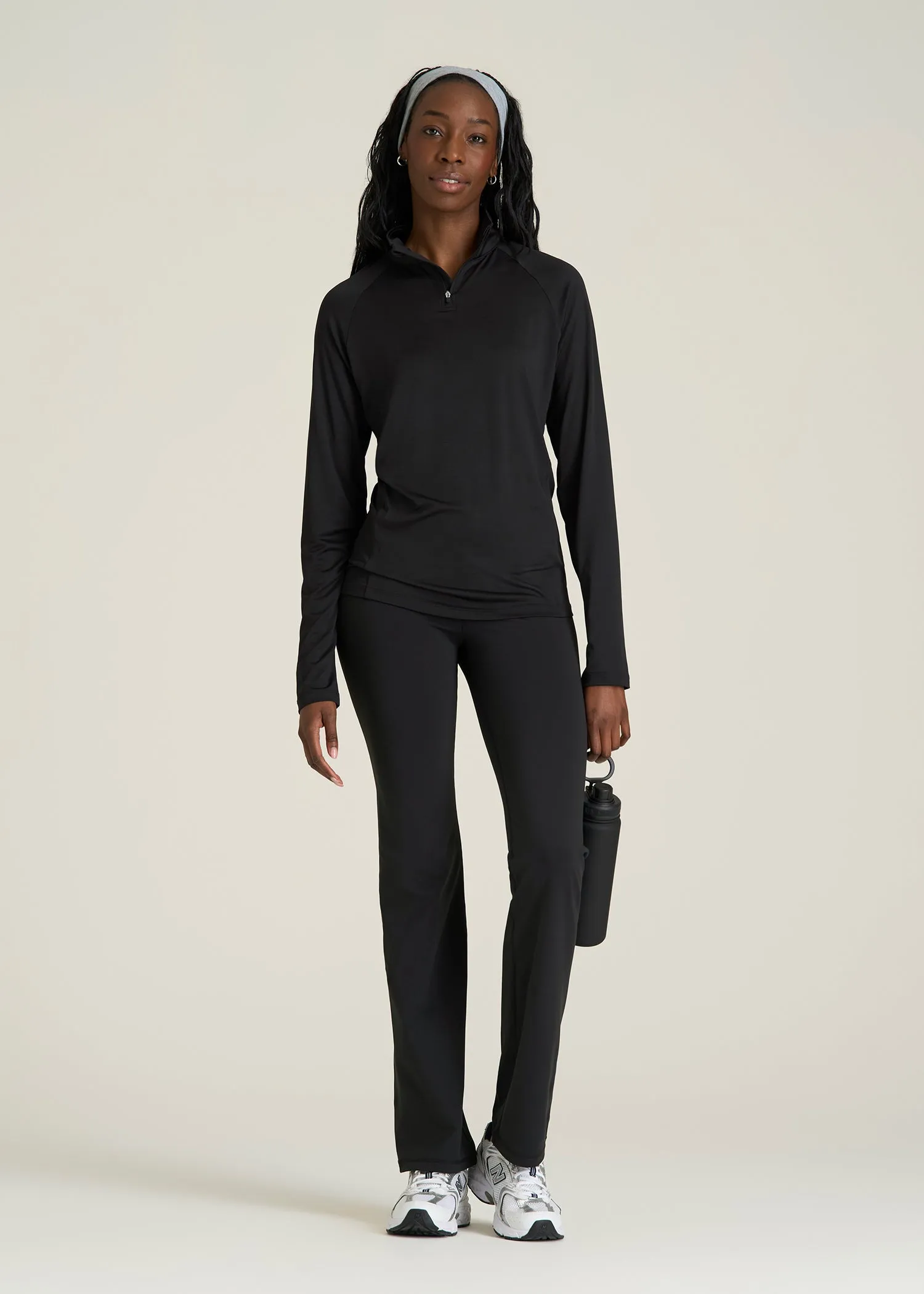 Long Sleeve Quarter-Zip Pullover for Tall Women in Black sold by American Tall product image thumbnail 4