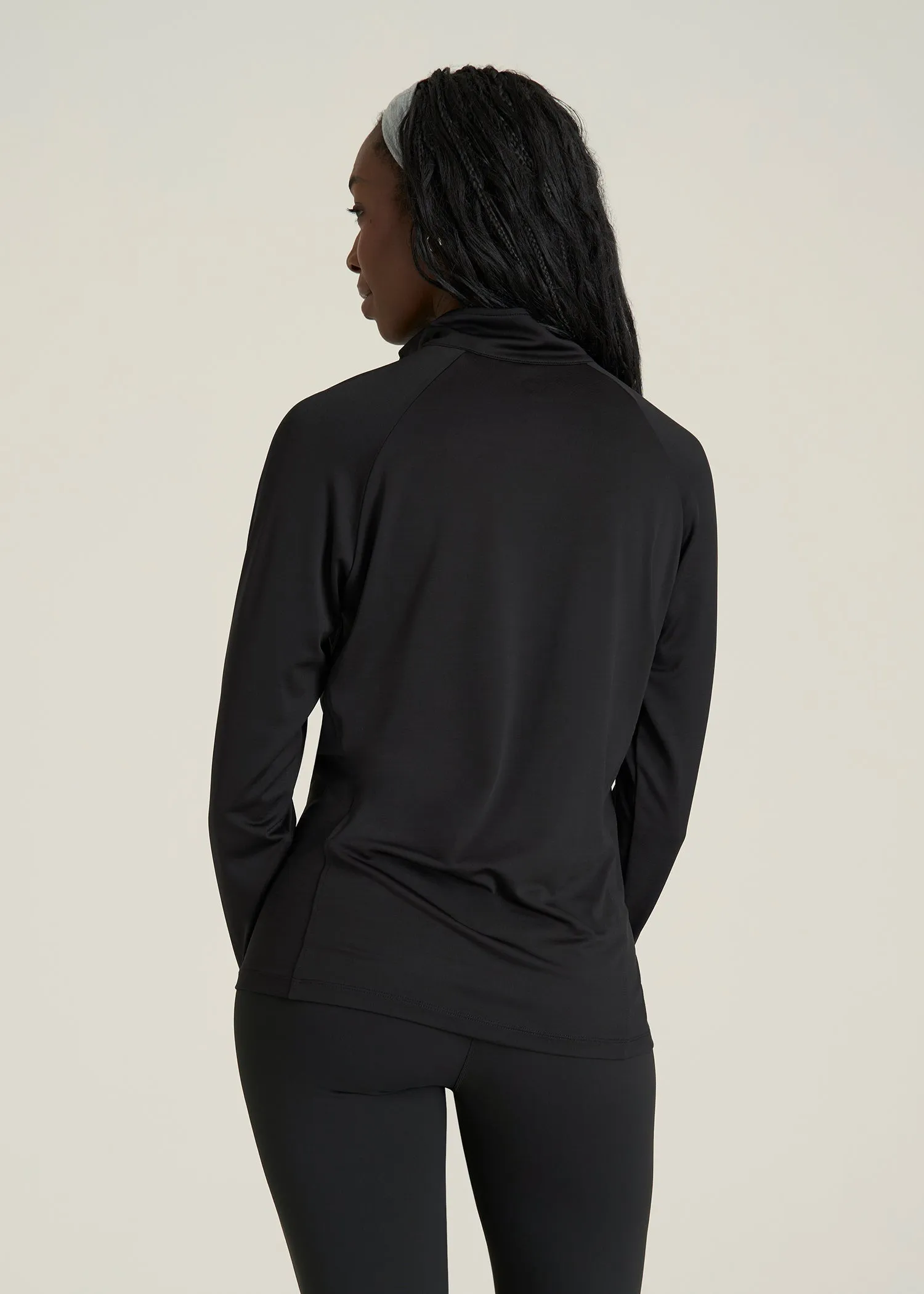 Long Sleeve Quarter-Zip Pullover for Tall Women in Black sold by American Tall product image thumbnail 5
