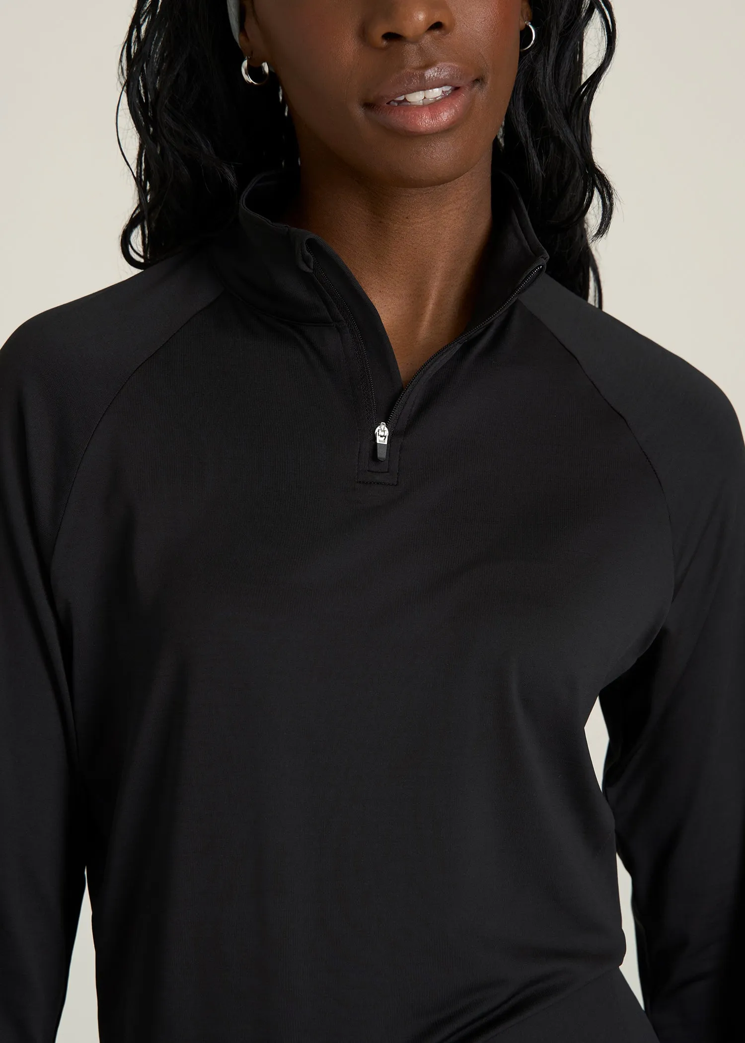 Long Sleeve Quarter-Zip Pullover for Tall Women in Black sold by American Tall product image thumbnail 2
