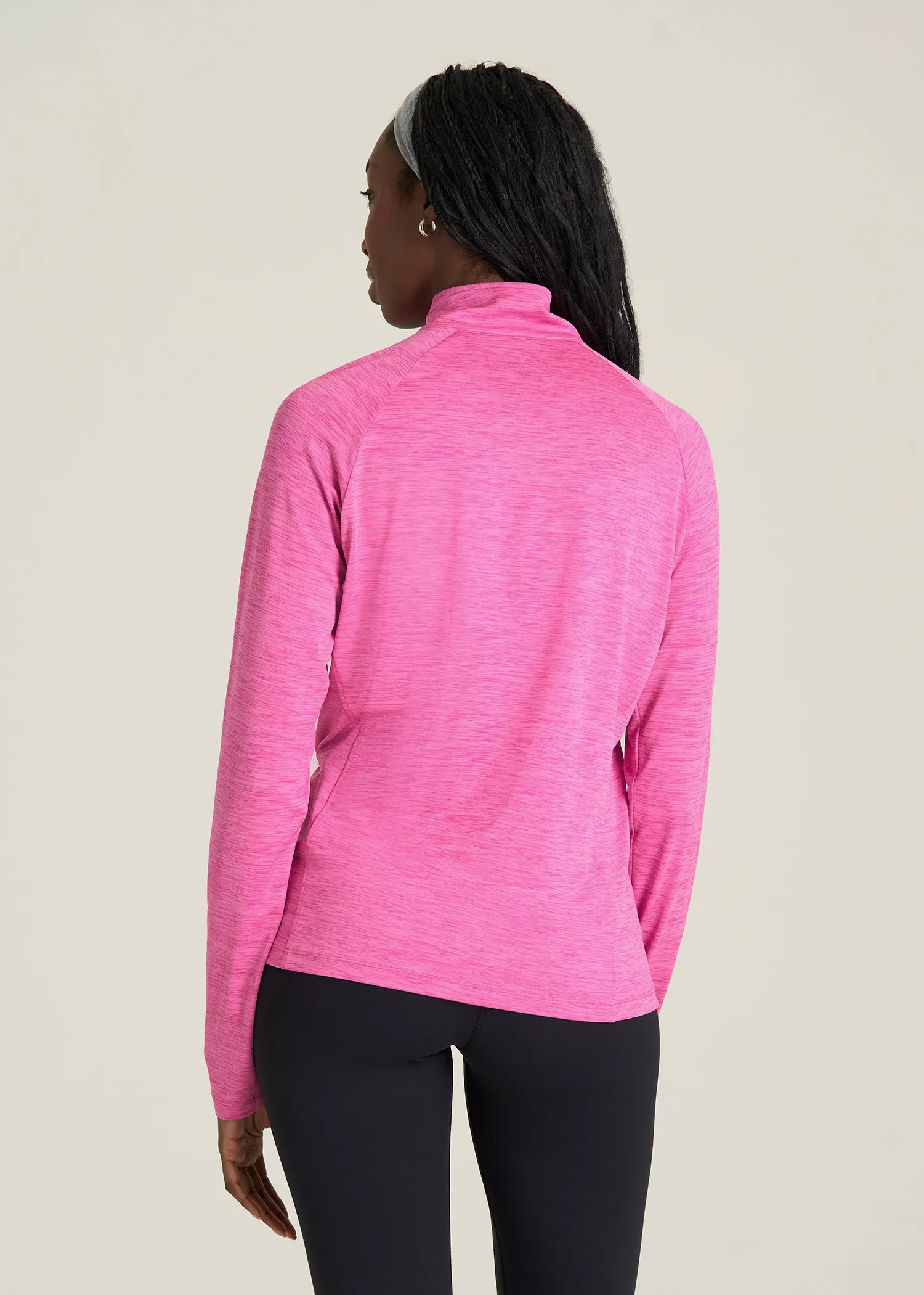 Long Sleeve Quarter-Zip Pullover for Tall Women in Magenta Mix sold by American Tall product image thumbnail 5