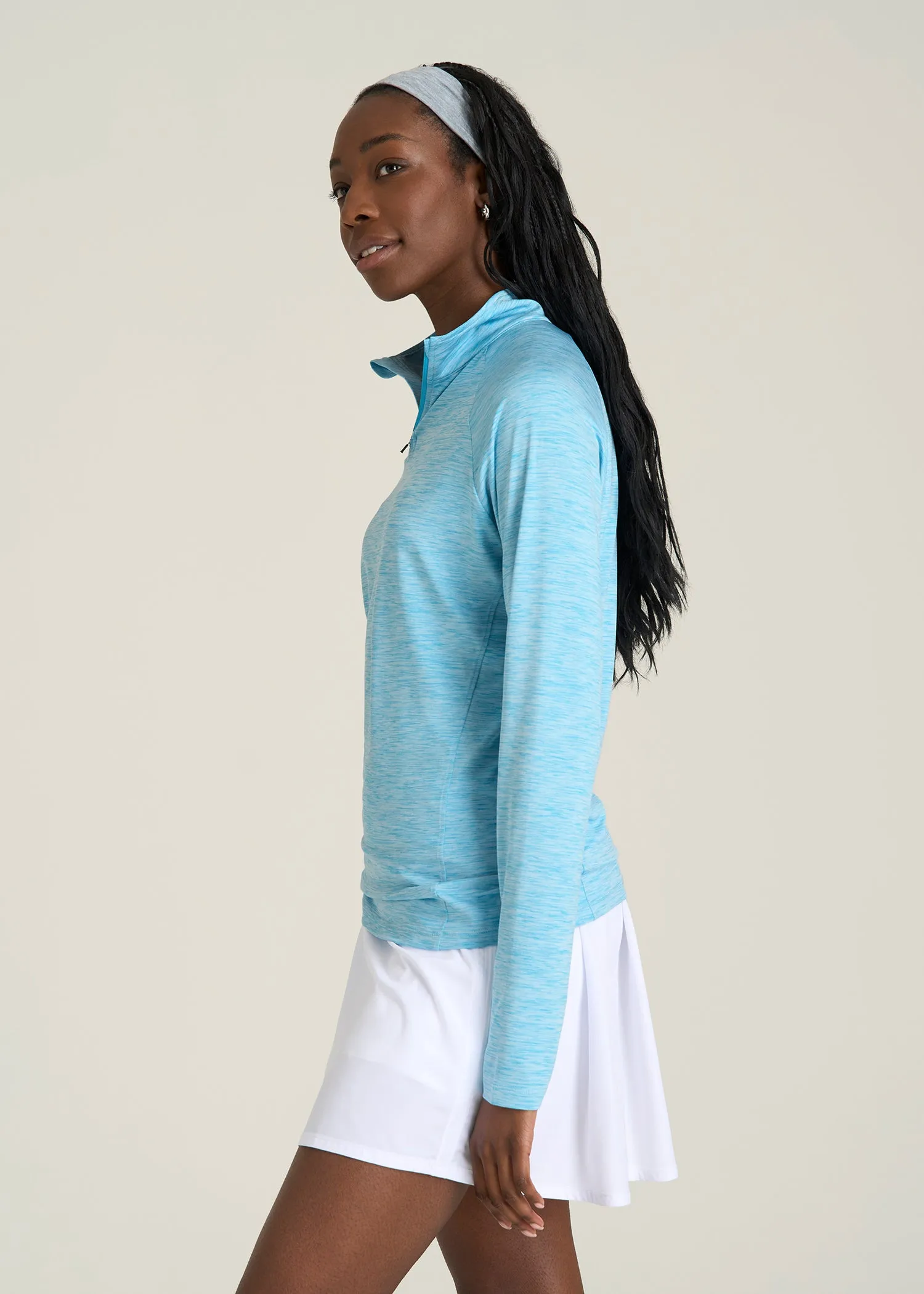 Long Sleeve Quarter-Zip Pullover for Tall Women in Spring Blue Mix sold by American Tall product image thumbnail 3