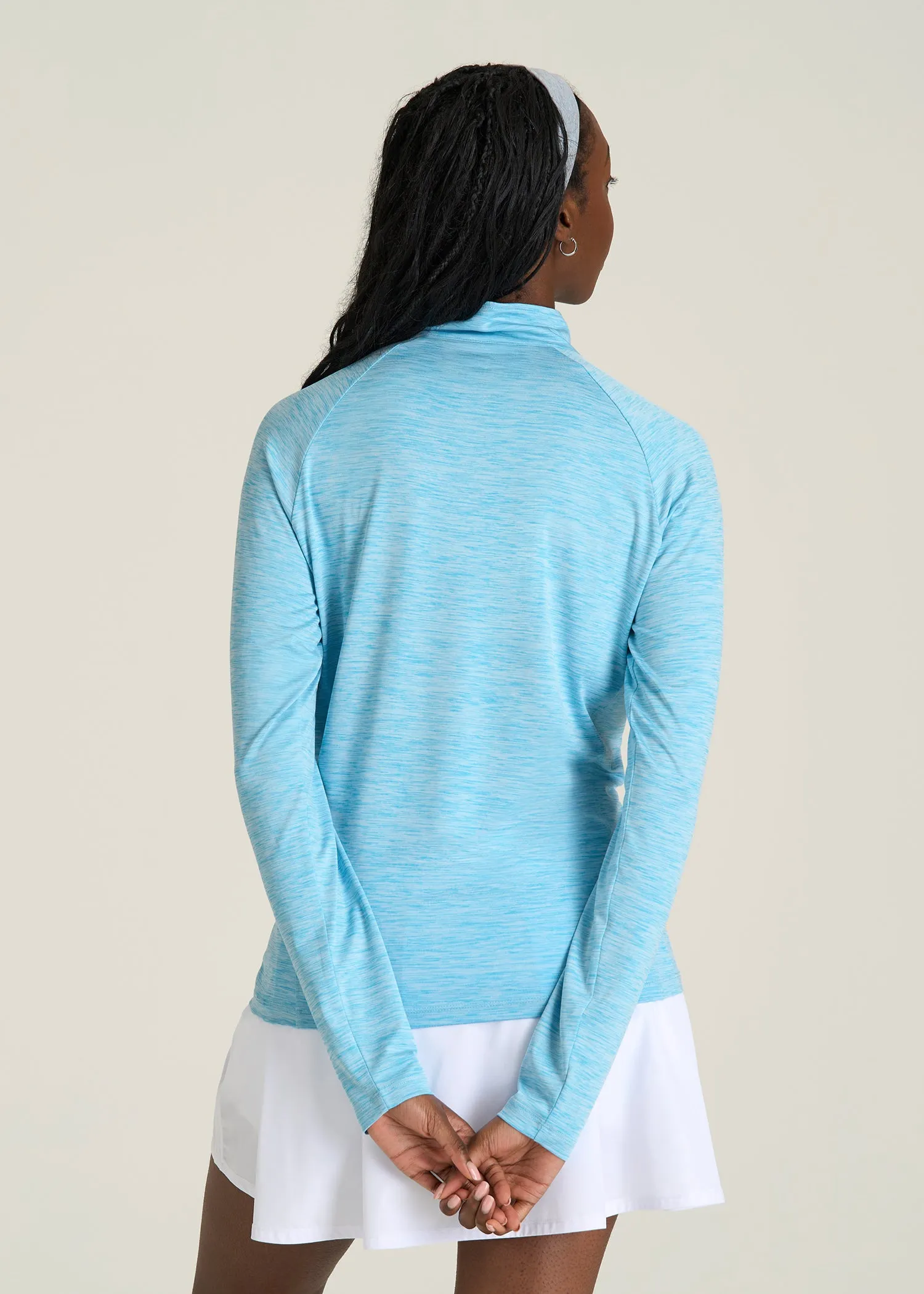 Long Sleeve Quarter-Zip Pullover for Tall Women in Spring Blue Mix sold by American Tall product image thumbnail 5